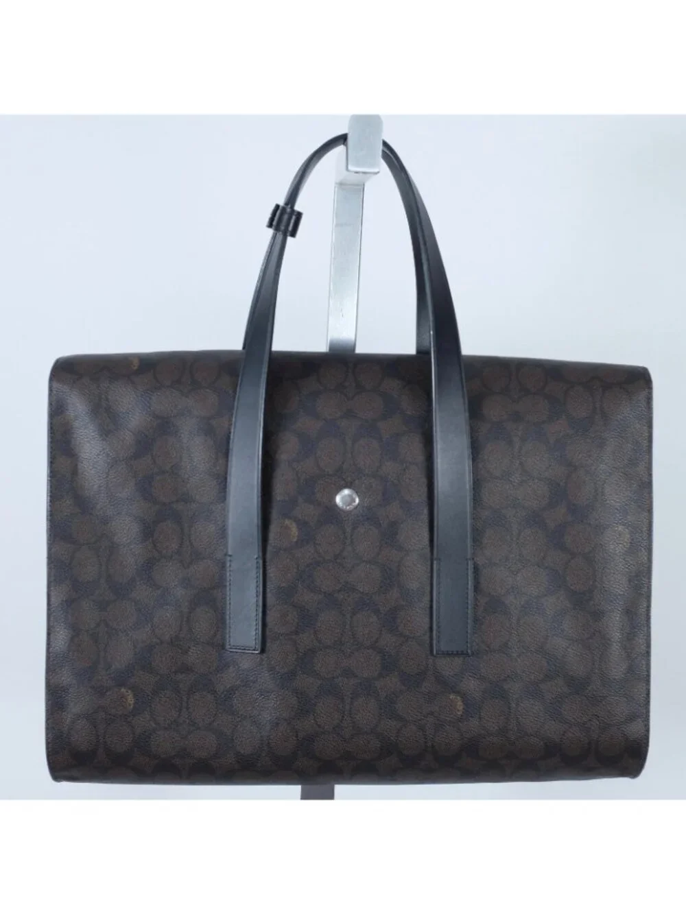 New Mens Coach Flatiron Portfolio Bag Briefcase Signature Canvas Monogram Brown